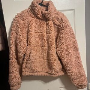 SAGE COLLECTIVE SHERPA 1/4 ZIP PULLOVER JACKET WOMEN BLUSH PINK